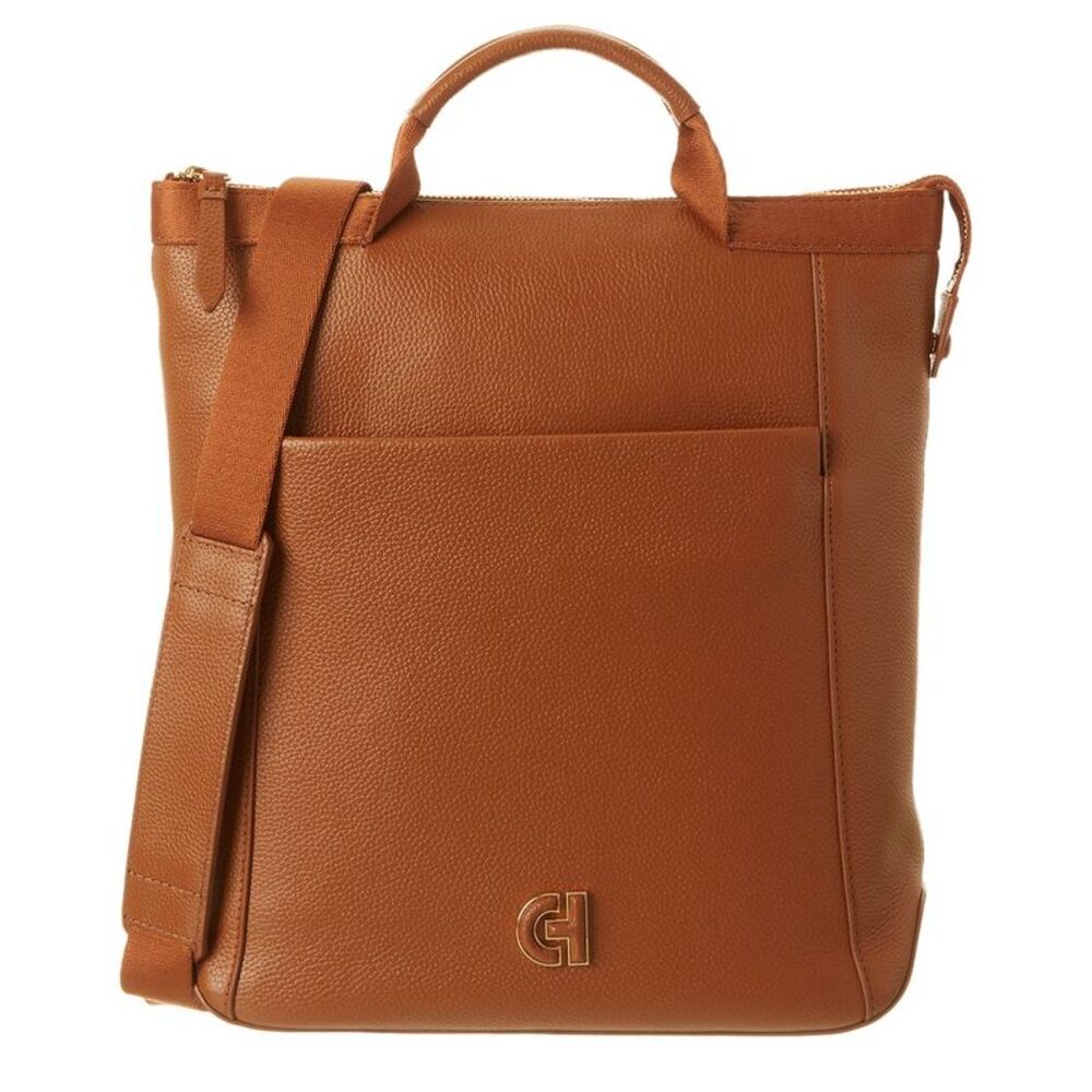 Cole Haan Grand Ambition Convertible Solid Leather Backpack, Brown